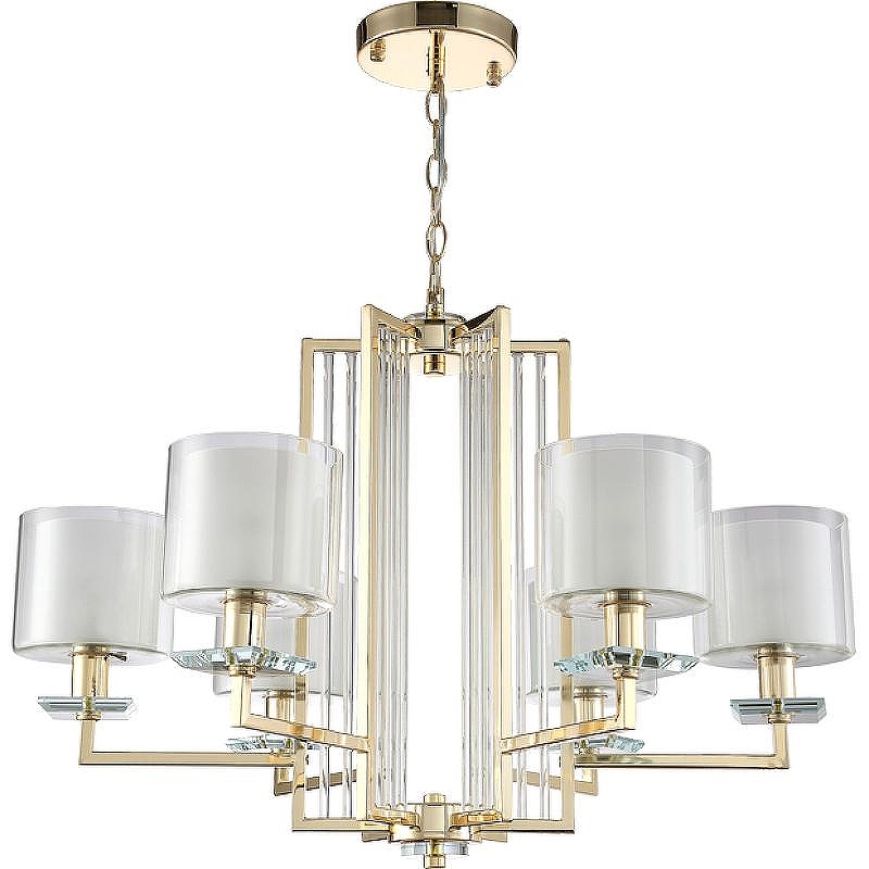Люстра Crystal Lux Nicolas SP-PL6 Gold White цвет плафона/подвески Прозрачный, Белый, цвет арматуры Прозрачный, Золото