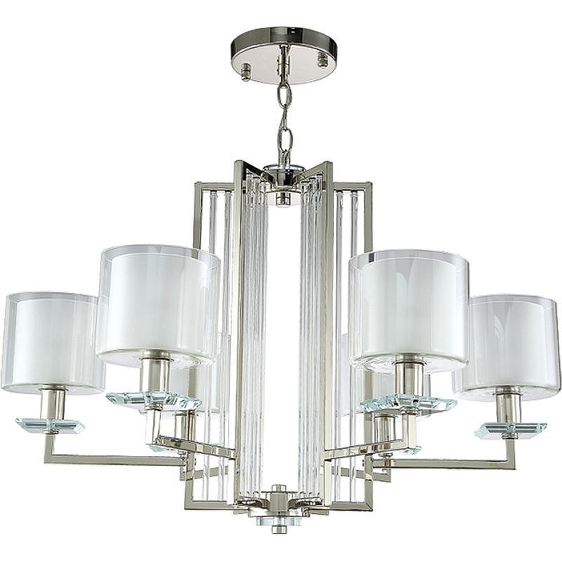 Люстра Crystal Lux Nicolas SP-PL6 Nickel White цвет плафона/подвески Прозрачный, Белый, цвет арматуры Никель, Прозрачный