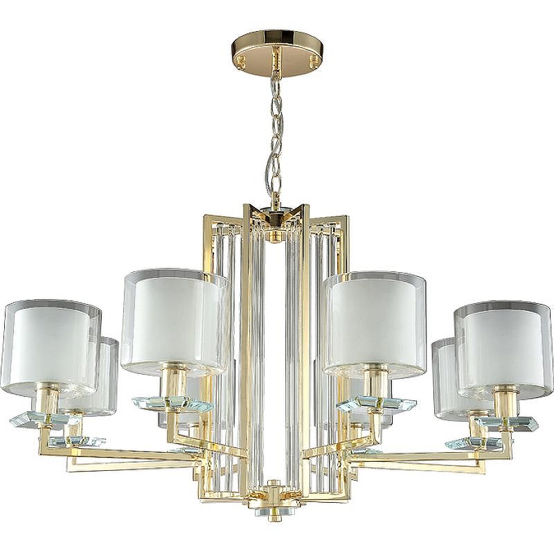 Люстра Crystal Lux Nicolas SP-PL8 Gold White цвет плафона/подвески Прозрачный, Белый, цвет арматуры Прозрачный, Золото