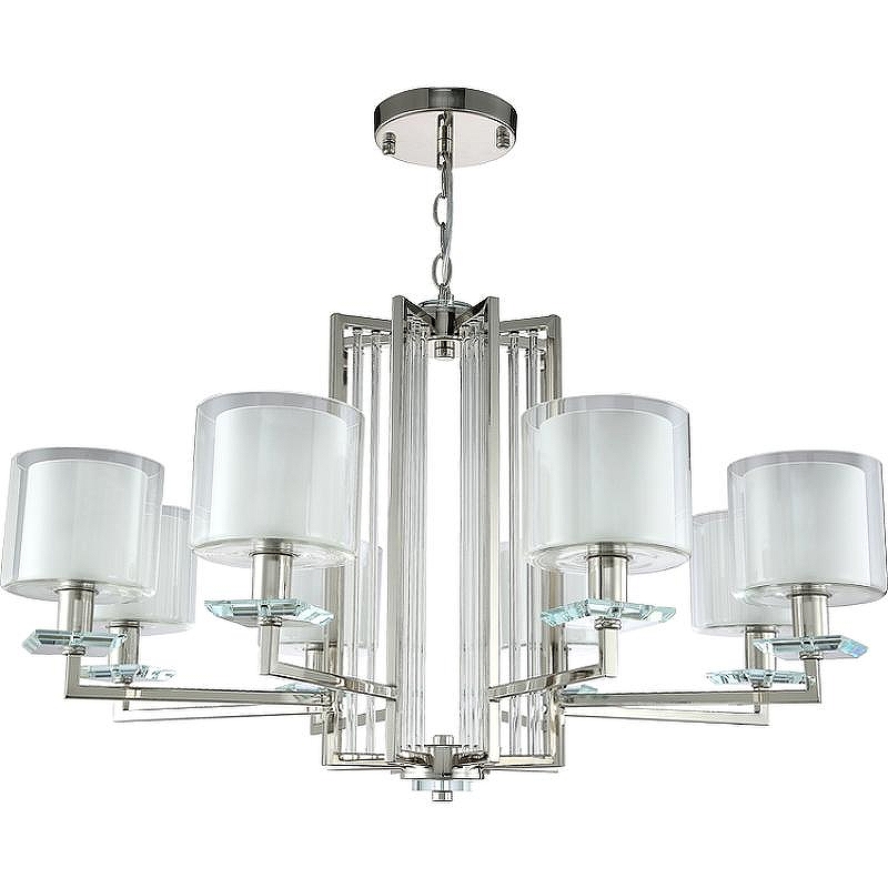 Люстра Crystal Lux Nicolas SP-PL8 Nickel White цвет плафона/подвески Прозрачный, Белый, цвет арматуры Прозрачный, Никель