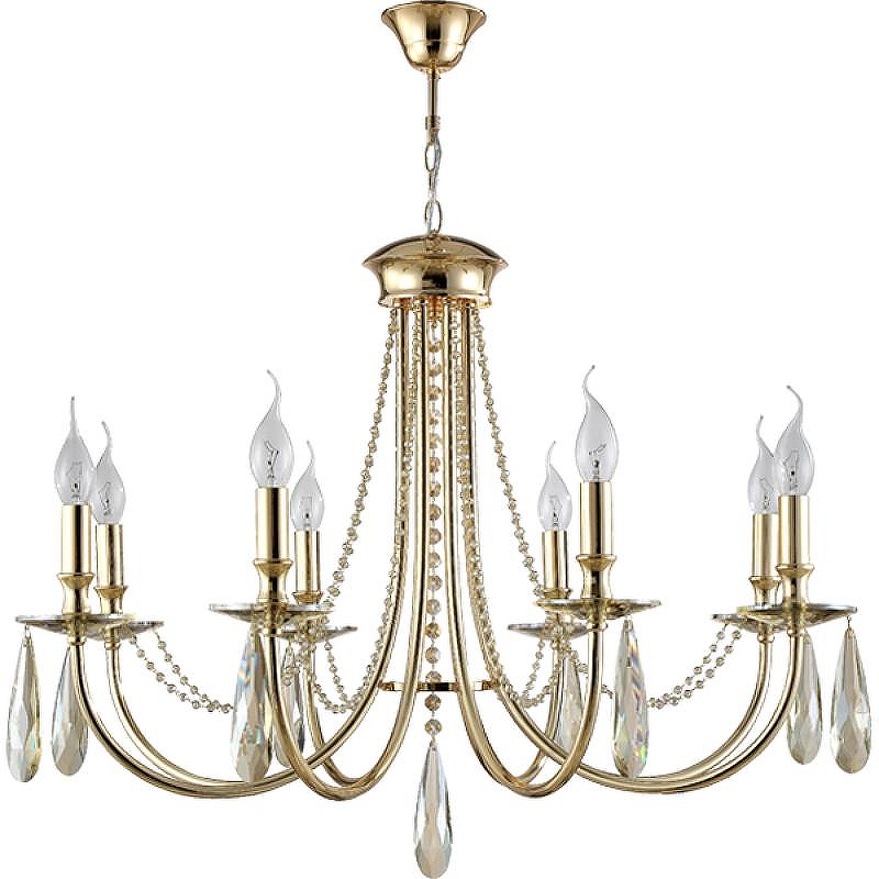 Люстра Crystal Lux Victoria SP8 Gold Amber цвет плафона/подвески Коричневый, Прозрачный, цвет арматуры Золото