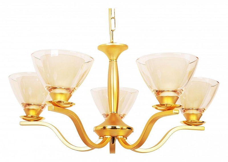 Люстра Doge Luce 312 312LO5FO-014/363 цвет плафона/подвески Бежевый, Прозрачный, цвет арматуры Золото