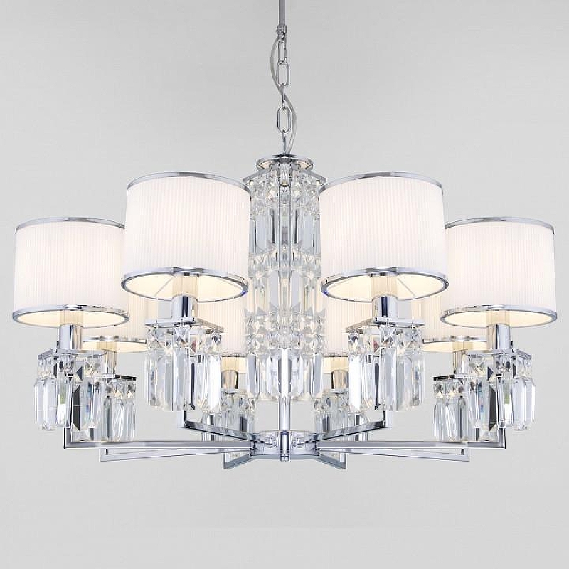 Люстра Eurosvet Zaffiro 10099/8 хром/прозрачный хрусталь Strotskis (новый абажур) цвет плафона/подвески Белый, Прозрачный, цвет арматуры Прозрачный, Хром
