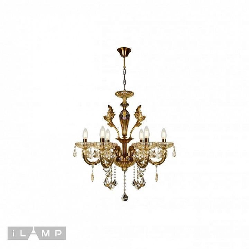 Люстра iLamp Asia 81069-6 BR цвет плафона/подвески Янтарный, цвет арматуры Бронза, Янтарный