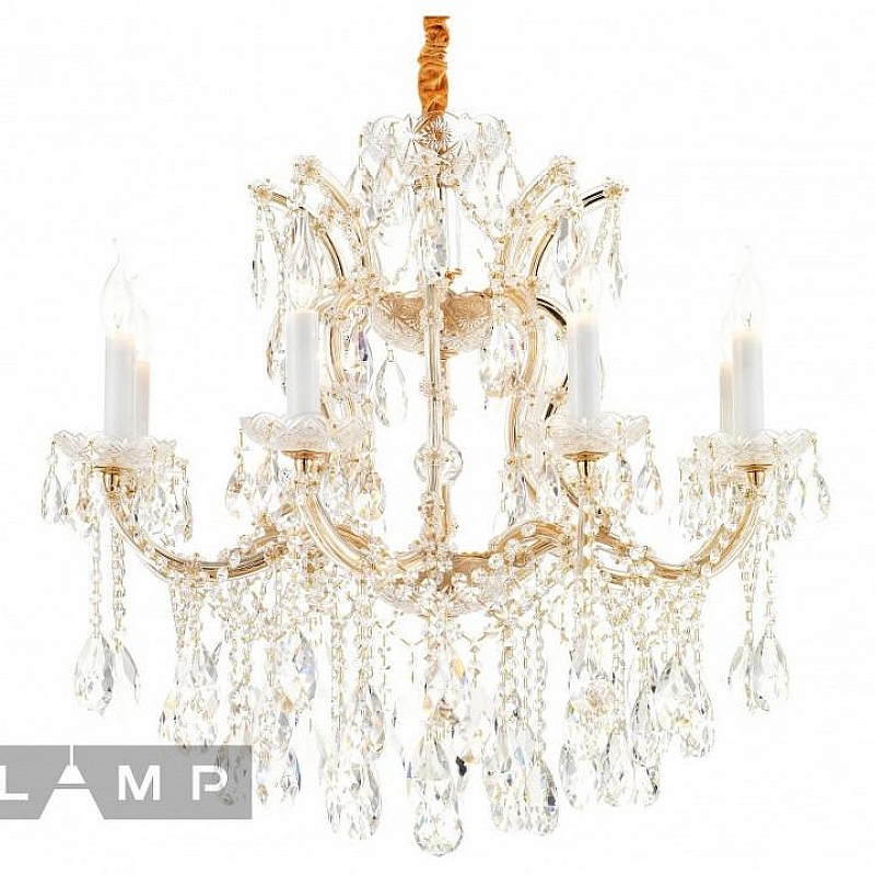 Люстра iLamp Diamond 6071-8 GD+CL цвет плафона/подвески Прозрачный, цвет арматуры Золото