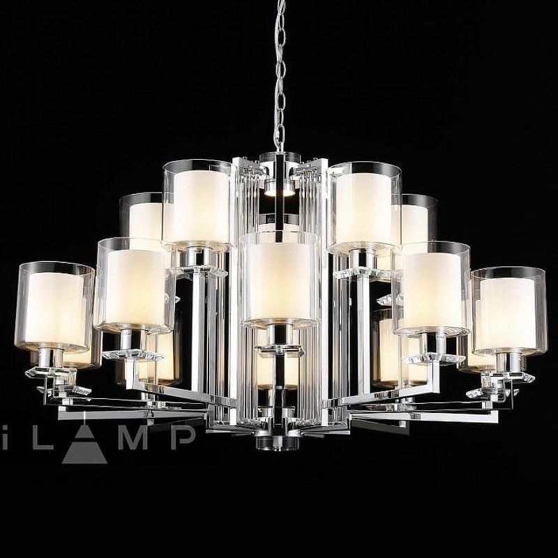Люстра iLamp King RM6201-10+5 CR+CL цвет плафона/подвески Белый, Прозрачный, цвет арматуры Хром