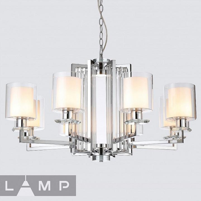 Люстра iLamp King RM6201-8 CR+CL цвет плафона/подвески Белый, Прозрачный, цвет арматуры Хром