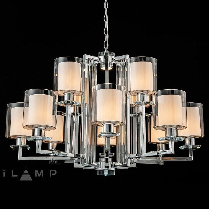 Люстра iLamp King RM6201-8+4 CR+CL цвет плафона/подвески Белый, Прозрачный, цвет арматуры Хром