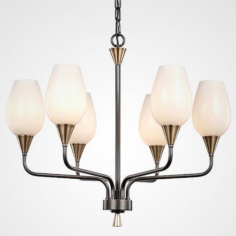 Люстра Imperiumloft Viola-Milk01 181911-26 цвет плафона/подвески Белый, цвет арматуры Латунь, Черный