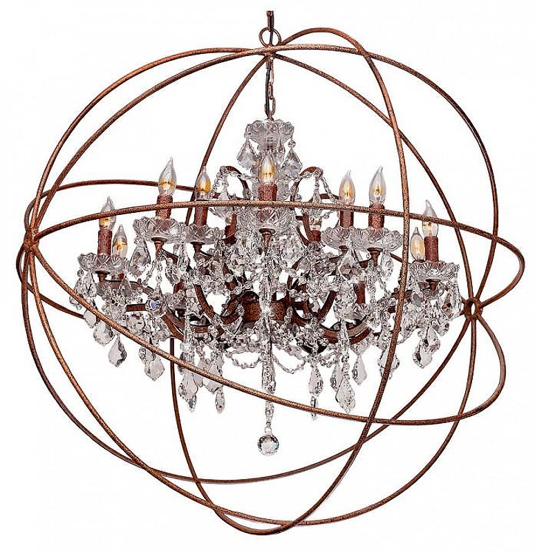Люстра Loft it Foucaults Orb Crystal LOFT1897/15 цвет плафона/подвески Прозрачный, цвет арматуры Коричневый, Прозрачный
