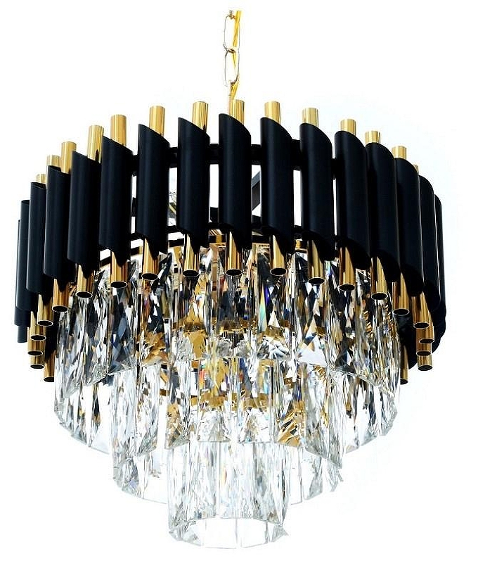 Люстра LUMINA DECO Funneli LDP 6003-400 BK+F.GD цвет плафона/подвески Прозрачный, Черный, цвет арматуры Золото