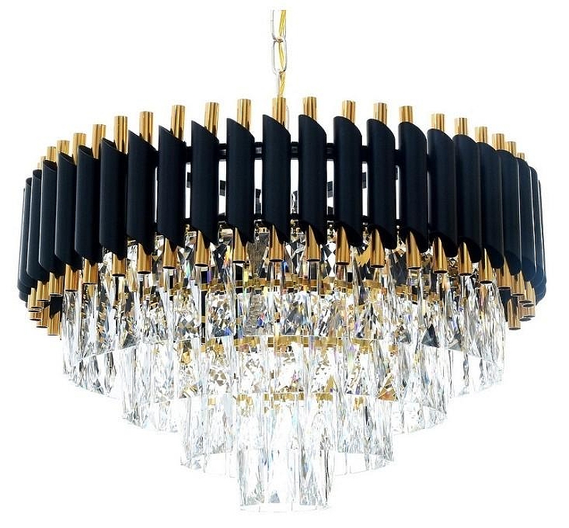Люстра LUMINA DECO Funneli LDP 6003-550 BK+F.GD цвет плафона/подвески Прозрачный, Хром, цвет арматуры Золото