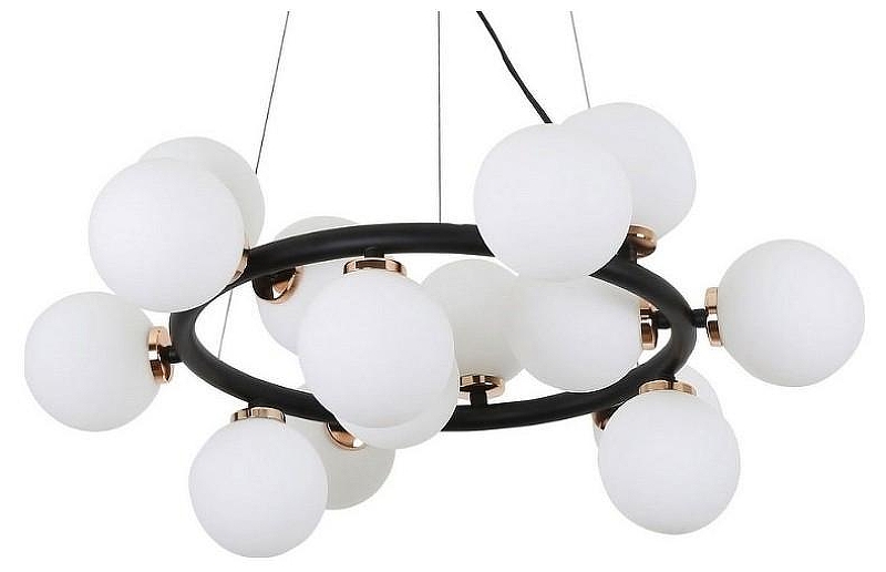 Люстра LUMINA DECO Marsiada LDP 6033-15 BK+MD цвет плафона/подвески Белый, цвет арматуры Бронза, Черный