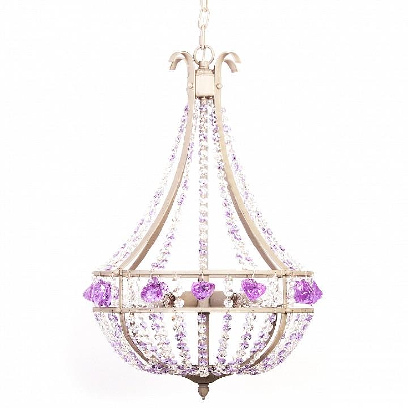 Люстра Manne L.6301 L.6301-5GR (PURPLE) цвет плафона/подвески Прозрачный, цвет арматуры Бежевый
