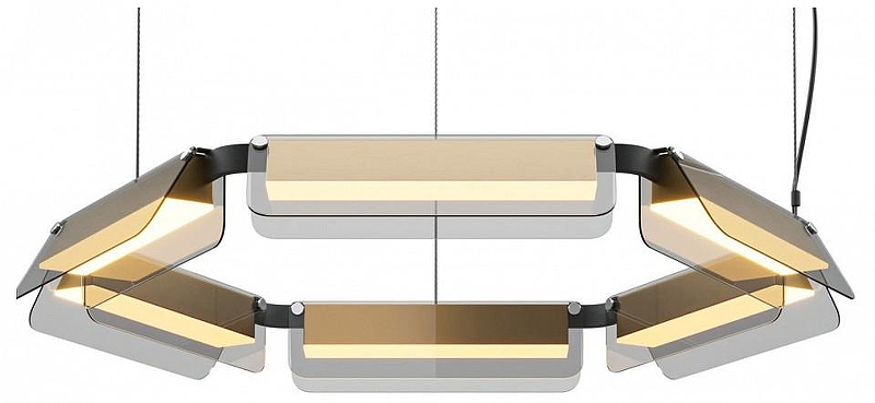 Люстра Maytoni Flat MOD296PL-L40BS3K цвет плафона/подвески Серый, цвет арматуры Латунь, Черный