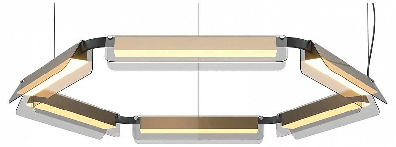 Люстра Maytoni Flat MOD296PL-L60BS3K цвет плафона/подвески Серый, цвет арматуры Латунь, Черный