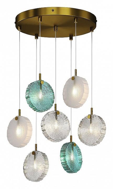 Люстра Maytoni Frozen MOD254PL-07BS цвет плафона/подвески Белый, Зеленый, цвет арматуры Латунь