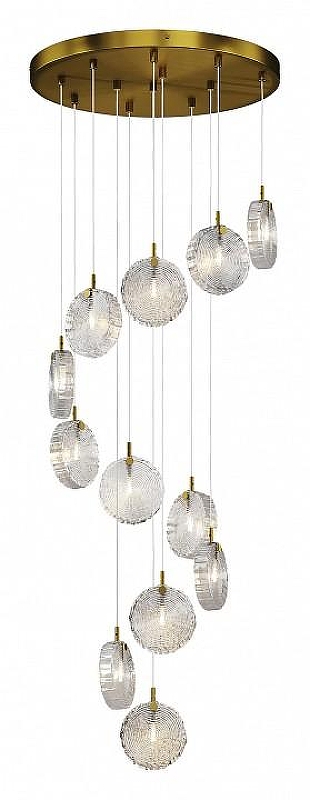 Люстра Maytoni Frozen MOD254PL-12BS цвет плафона/подвески Прозрачный, цвет арматуры Латунь