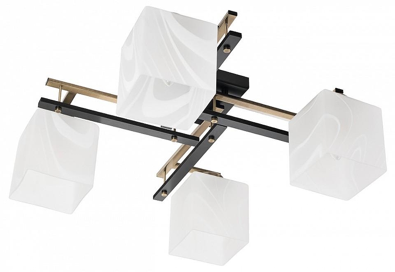 Люстра MyFar Bona MR1590-4C цвет плафона/подвески Белый, цвет арматуры Бронза, Черный