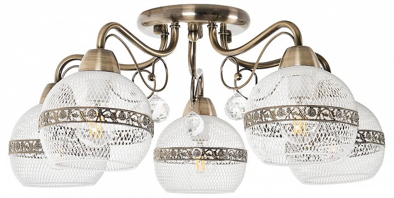 Люстра MyFar Frank MR1651-5C цвет плафона/подвески Белый, Бронза, цвет арматуры Бронза