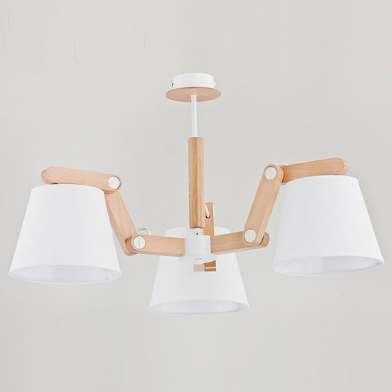 Люстра на штанге Adilux Joga White 23973 цвет плафона/подвески Белый, цвет арматуры Белый, Коричневый