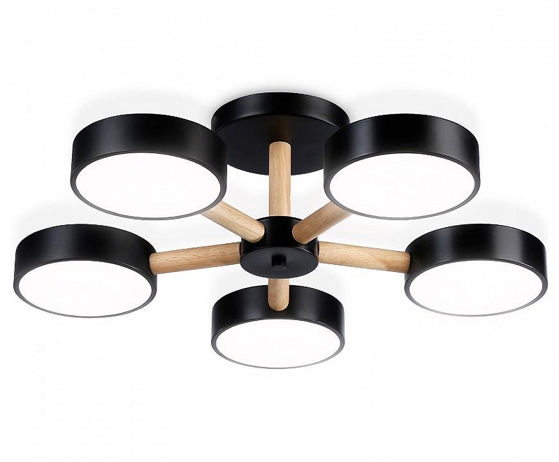 Люстра на штанге Ambrella Light FL FL4828 цвет плафона/подвески Черный, цвет арматуры Коричневый, Черный