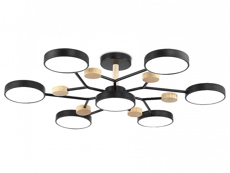 Люстра на штанге Ambrella Light FL FL4866 цвет плафона/подвески Черный, цвет арматуры Коричневый, Черный