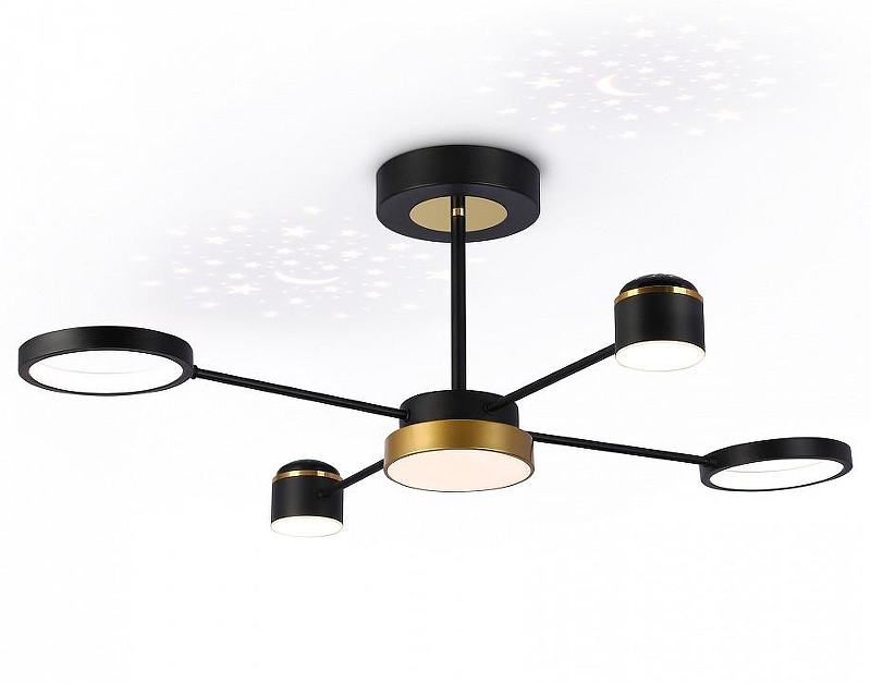 Люстра на штанге Ambrella Light FL FL51632 цвет плафона/подвески Черный, цвет арматуры Золото, Черный