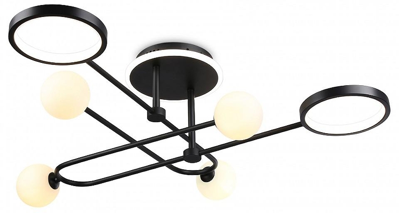 Люстра на штанге Ambrella Light FL FL66232 цвет плафона/подвески Белый, Черный, цвет арматуры Черный