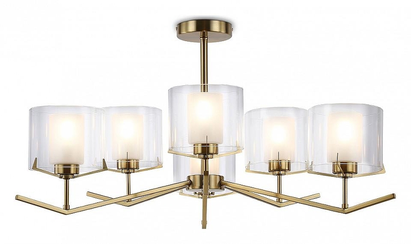 Люстра на штанге Ambrella Light HIGH LIGHT LH57008 цвет плафона/подвески Белый, Прозрачный, цвет арматуры Латунь