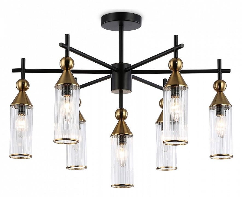 Люстра на штанге Ambrella Light LH LH55257 цвет плафона/подвески Прозрачный, цвет арматуры Латунь, Черный