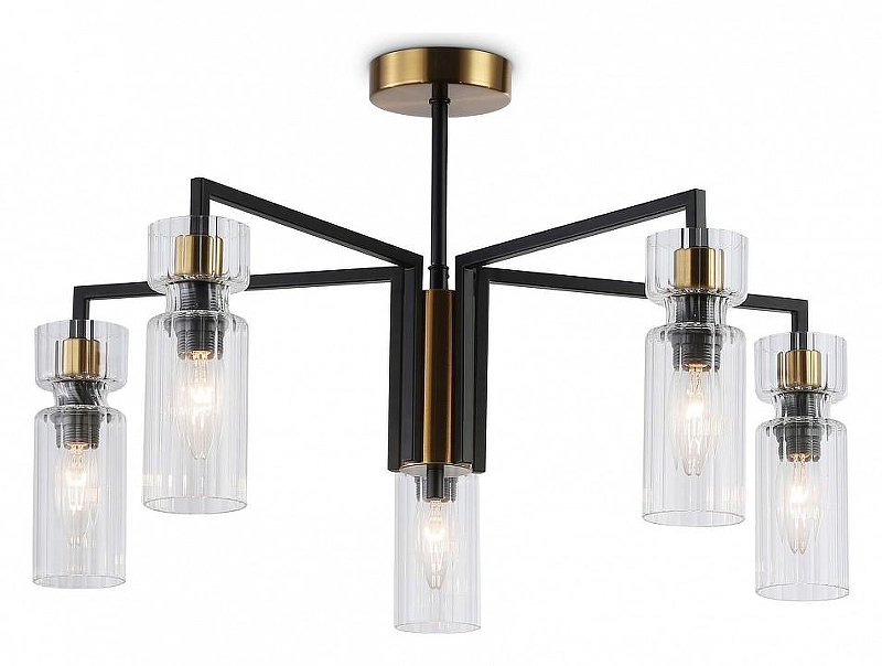 Люстра на штанге Ambrella Light LH LH56113 цвет плафона/подвески Прозрачный, цвет арматуры Латунь, Черный