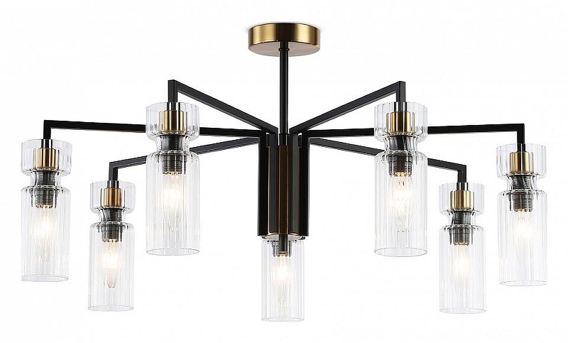 Люстра на штанге Ambrella Light LH LH56115 цвет плафона/подвески Прозрачный, цвет арматуры Латунь, Черный
