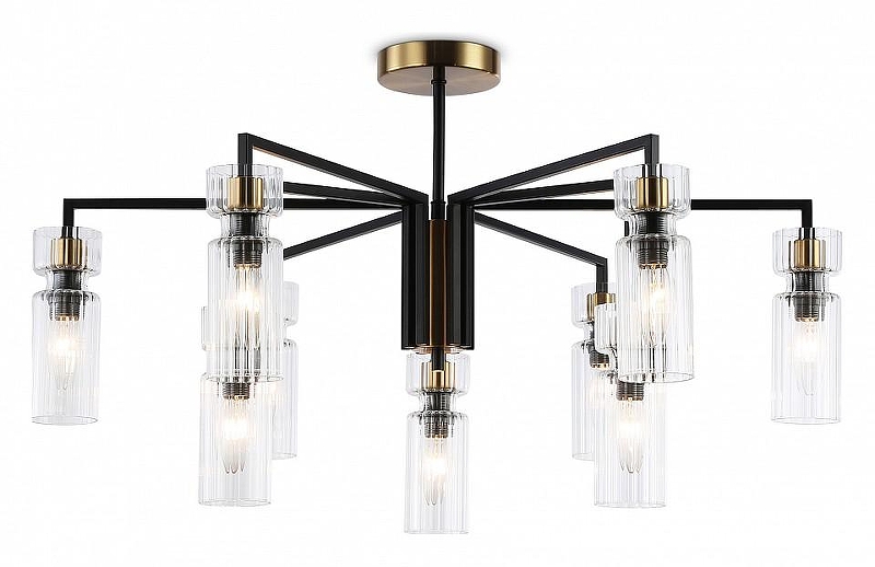 Люстра на штанге Ambrella Light LH LH56117 цвет плафона/подвески Прозрачный, цвет арматуры Латунь, Черный
