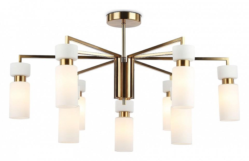 Люстра на штанге Ambrella Light LH LH56128 цвет плафона/подвески Белый, цвет арматуры Латунь