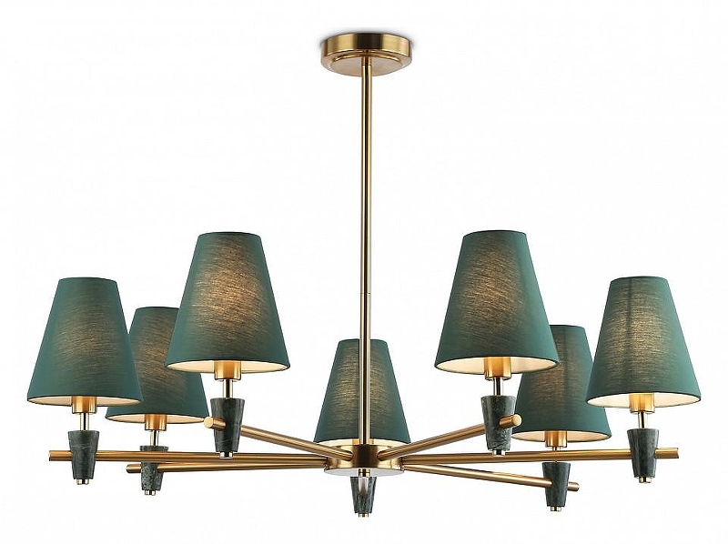 Люстра на штанге Ambrella Light LH LH75053 цвет плафона/подвески Зеленый, цвет арматуры Латунь