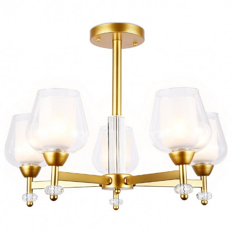 Люстра на штанге Ambrella Light TR TR3154 цвет плафона/подвески Белый, Прозрачный, цвет арматуры Золото