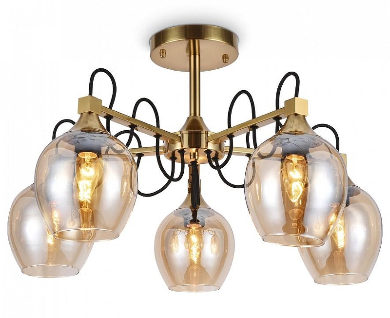 Люстра на штанге Ambrella Light TR TR9061 цвет плафона/подвески Янтарный, цвет арматуры Бронза