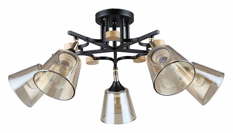 Люстра на штанге Artelamp Glassy A5078PL-5BK цвет плафона/подвески Янтарный, цвет арматуры Черный