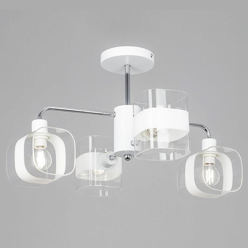 Люстра на штанге Citilux Бертон CL140140 цвет плафона/подвески Белый, Прозрачный, цвет арматуры Белый, Хром