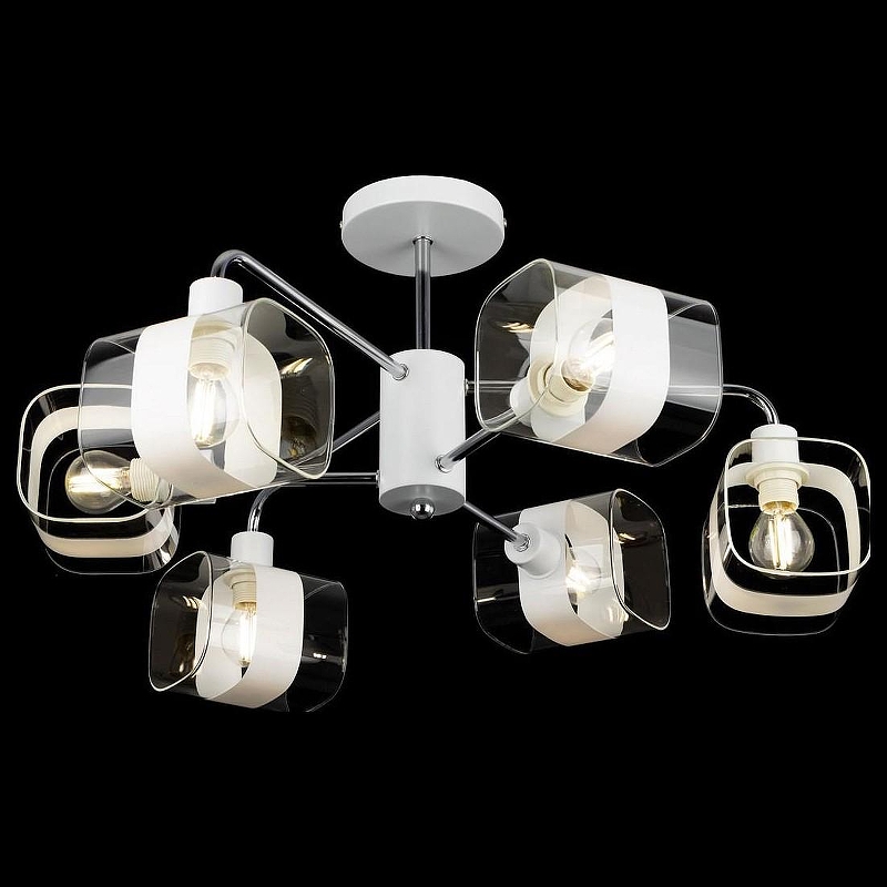 Люстра на штанге Citilux Бертон CL140160 цвет плафона/подвески Белый, Прозрачный, цвет арматуры Белый, Хром