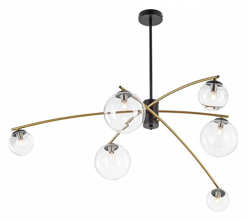 Люстра на штанге Citilux F1sher CL218163 цвет плафона/подвески Прозрачный, цвет арматуры Бронза, Черный
