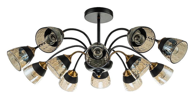 Люстра на штанге Escada Bouquet 1148/12P цвет плафона/подвески Янтарный, цвет арматуры Бронза, Черный