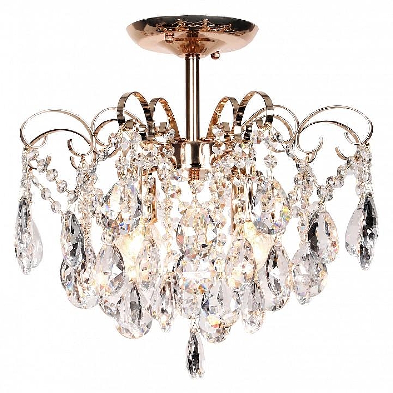Люстра на штанге Escada Crown 1113/4PL Gold цвет плафона/подвески Прозрачный, цвет арматуры Золото