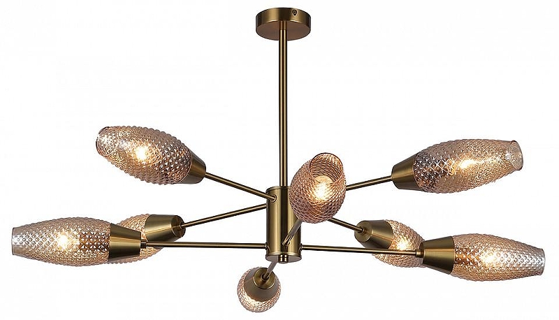 Люстра на штанге Escada Desire 10165/8PL Copper цвет плафона/подвески Янтарный, цвет арматуры Медь