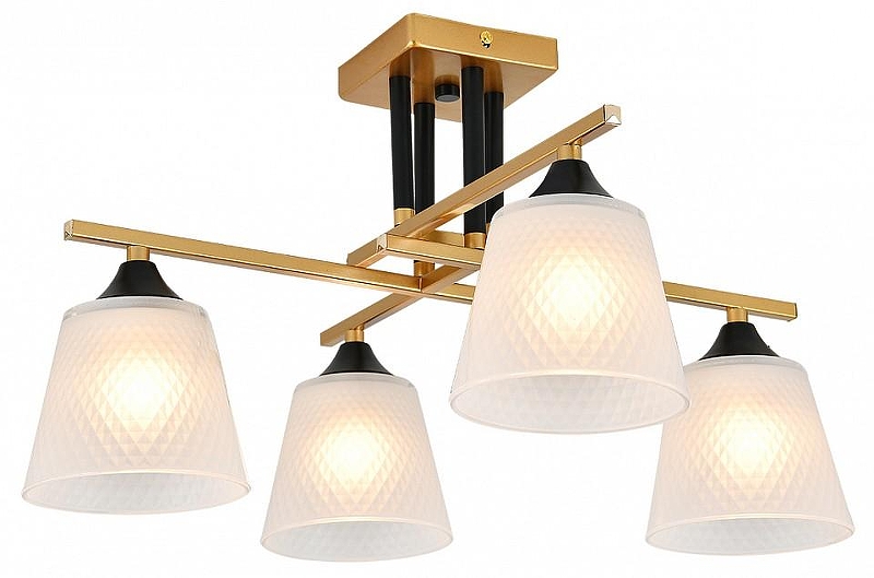 Люстра на штанге Escada Deutzia 2128/4P цвет плафона/подвески Белый, цвет арматуры Золото, Черный