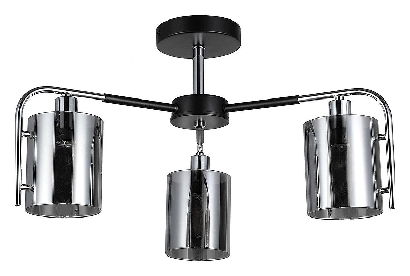 Люстра на штанге Escada Elegant 671/3P Chrome цвет плафона/подвески Дымчатый, цвет арматуры Хром, Черный