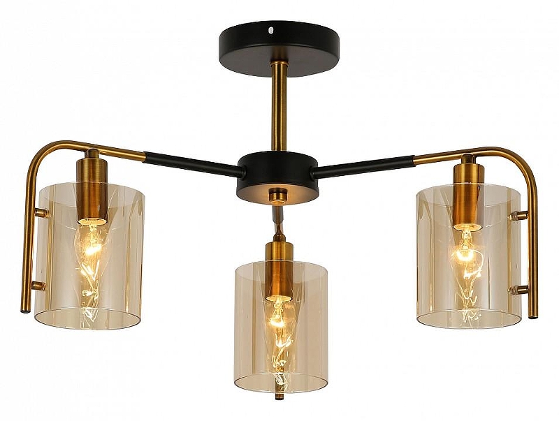 Люстра на штанге Escada Elegant 671/3P цвет плафона/подвески Янтарный, цвет арматуры Золото, Черный