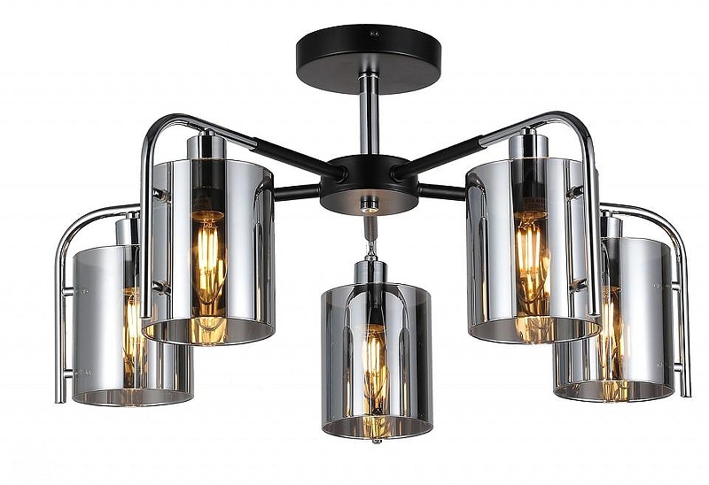 Люстра на штанге Escada Elegant 671/5P Chrome цвет плафона/подвески Дымчатый, цвет арматуры Хром, Черный