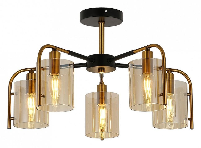 Люстра на штанге Escada Elegant 671/5P цвет плафона/подвески Оранжевый, цвет арматуры Золото, Черный